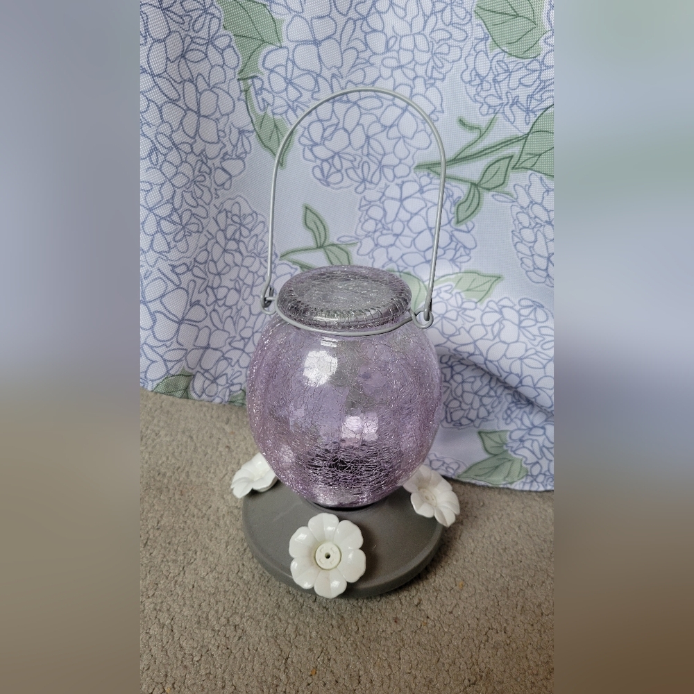 Purple Glass Hummingbird Feeder